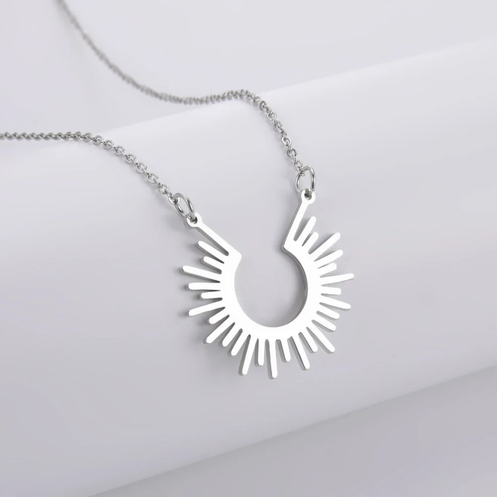 Stylish Stainless Steel Sun Rays Choker Necklace Birthday Gift