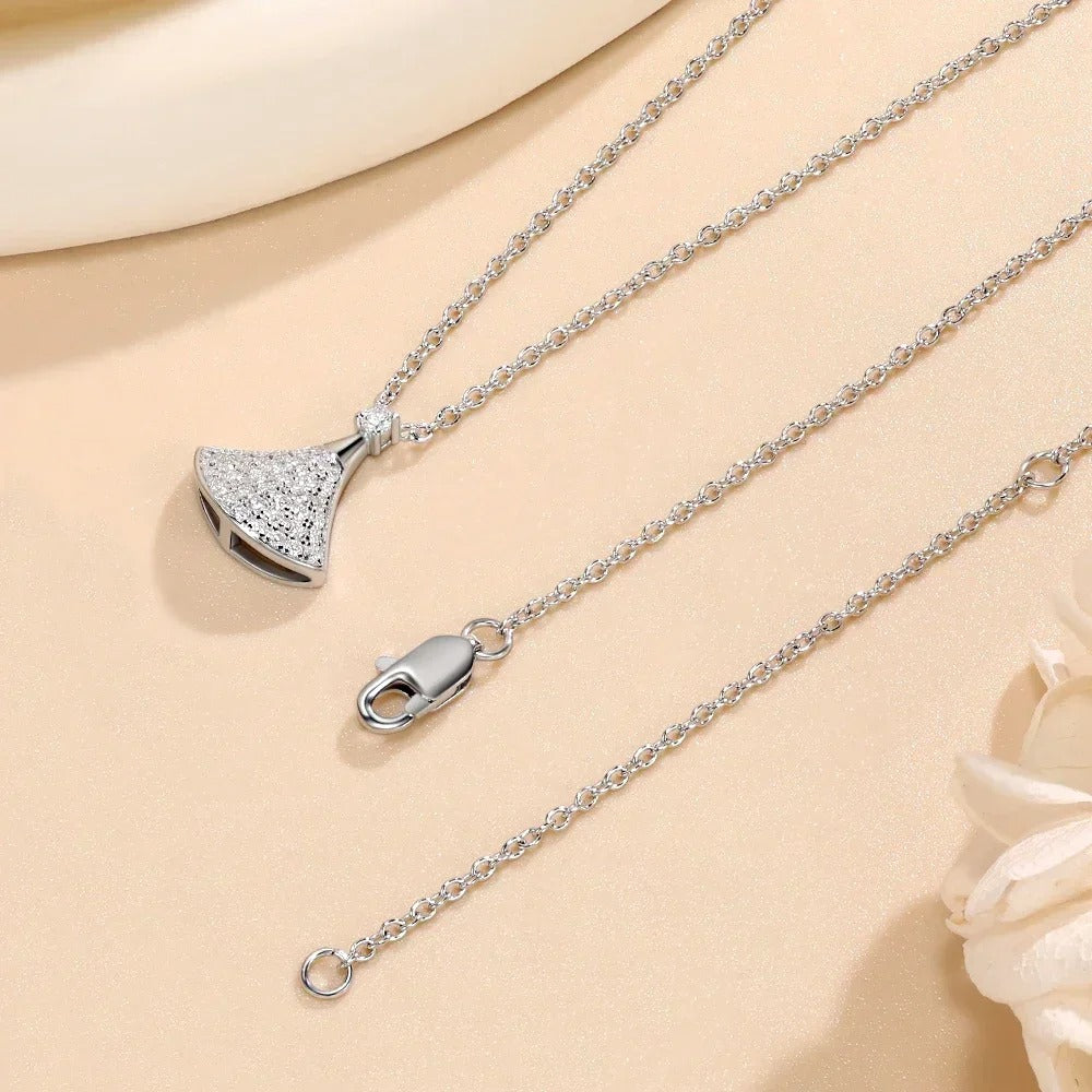 Moissanite Skirt Pendant Necklace for Women S925 Sterling Silver Diamond Chain Fine Jewelry Birthday Anniversary Gift