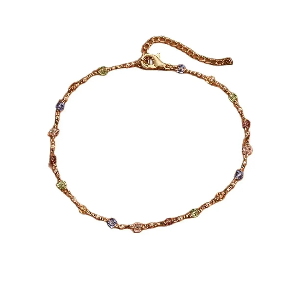 Colorful Adjustable Anklet for Women Summer Beach Gold Color Thin Feet Chain Party Jewelry Accessories.