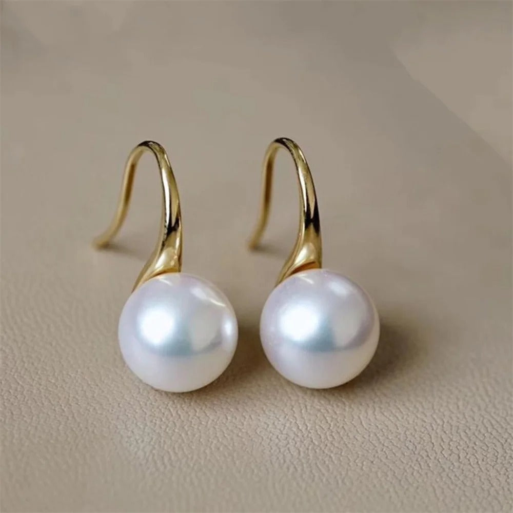 French Vintage Pearl Earrings for Women Round Imitation Jewelry