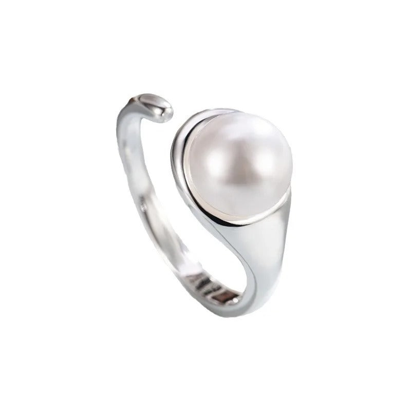 925 Sterling Silver Rings for Women Men Couple Minimalist Handmade Simple Pearl Ring Party Jewelry Gift Prevent Allergy