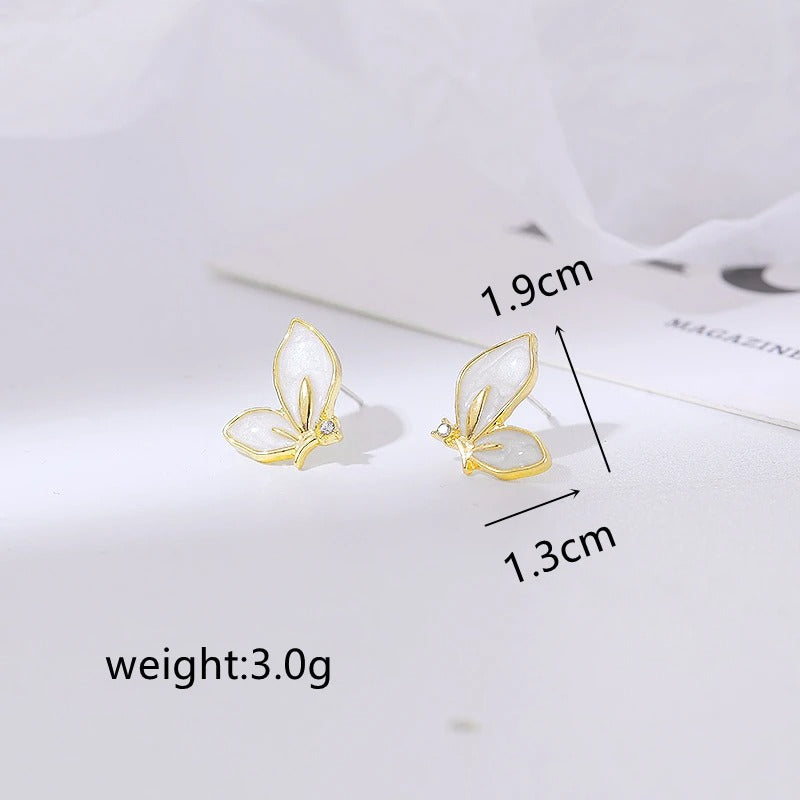 Women’s Fashion Butterfly Earrings Personality Golden Crystal Studs