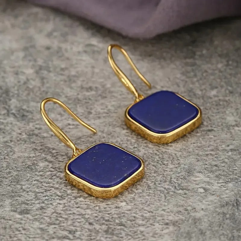 Vintage Boho Square Stone Earrings Unisex Wedding Party Jewelry