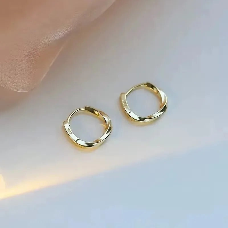 Simple Inlaid Round Stud Earrings Women Sterling Silver Gift