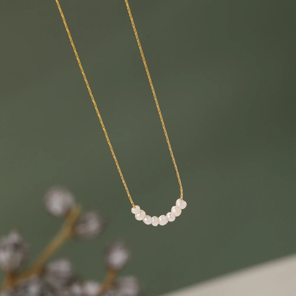 WILD & FREE Minimalism Pearls Pendant Necklace for Women Charm Simple High Quality Stainless Steel Jewelry