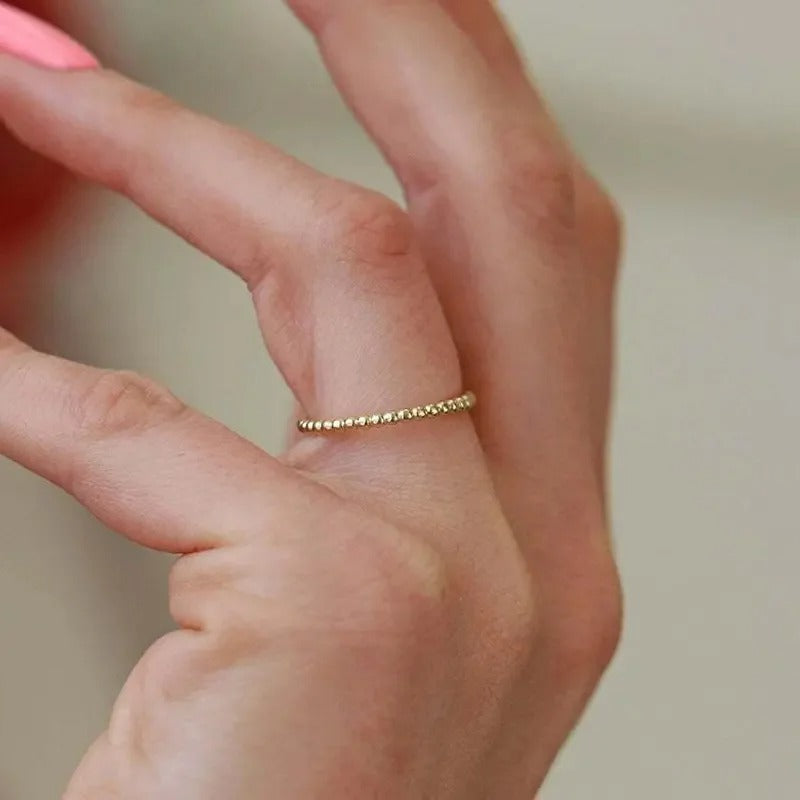 Minimalist Rings for Women Beads Band Design Exquisite Finger-rings Everyday Female Accessory Statement Jewelry