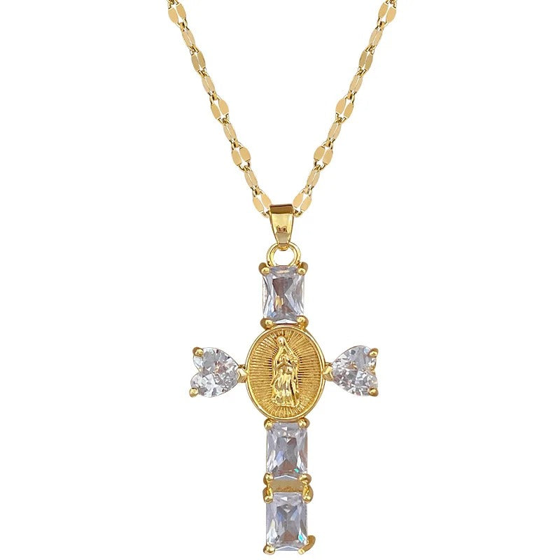 Classic Personalized Love Virgin Mary Micro-paved White Jewelry Necklace Gorgeous Stainless Steel