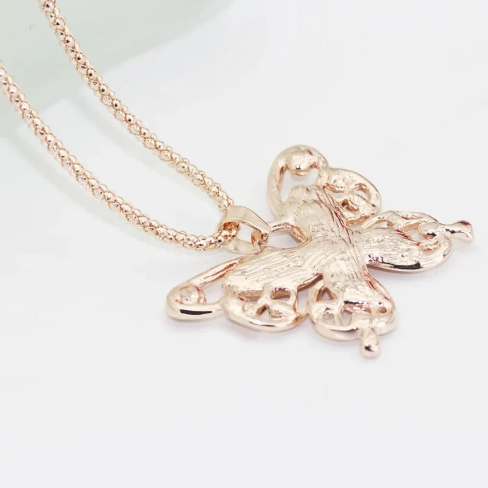 2025 New Necklace Choker Pendent Rose Gold Color Opal Butterfly Pendant Exquisite Sweater Chain For Women Gifts