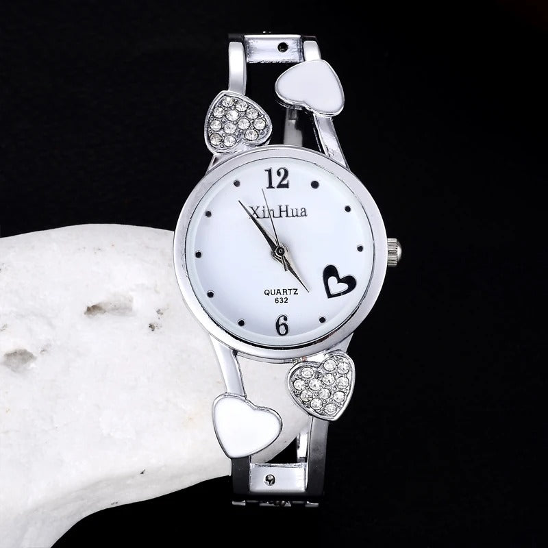 heart shaped bracelet watch women watches luxury rhinestone women's watches ladies watch steel clock zegarek damski reloj mujer