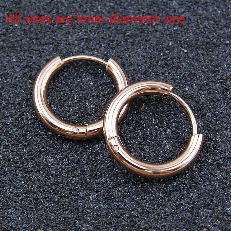 5pcs Set – Stainless Steel Circle Hoop Earrings for Women & Girls | Black, Gold, Silver Color
