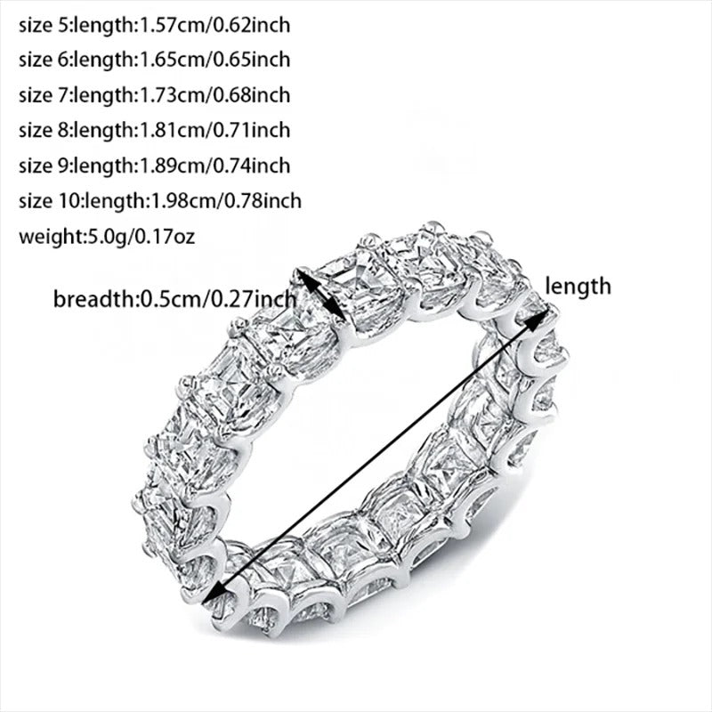 Luxury Pink Silver Color Aesthetic Wedding Band Eternity Ring for Women Gift Finger Lots Jewelry R4816