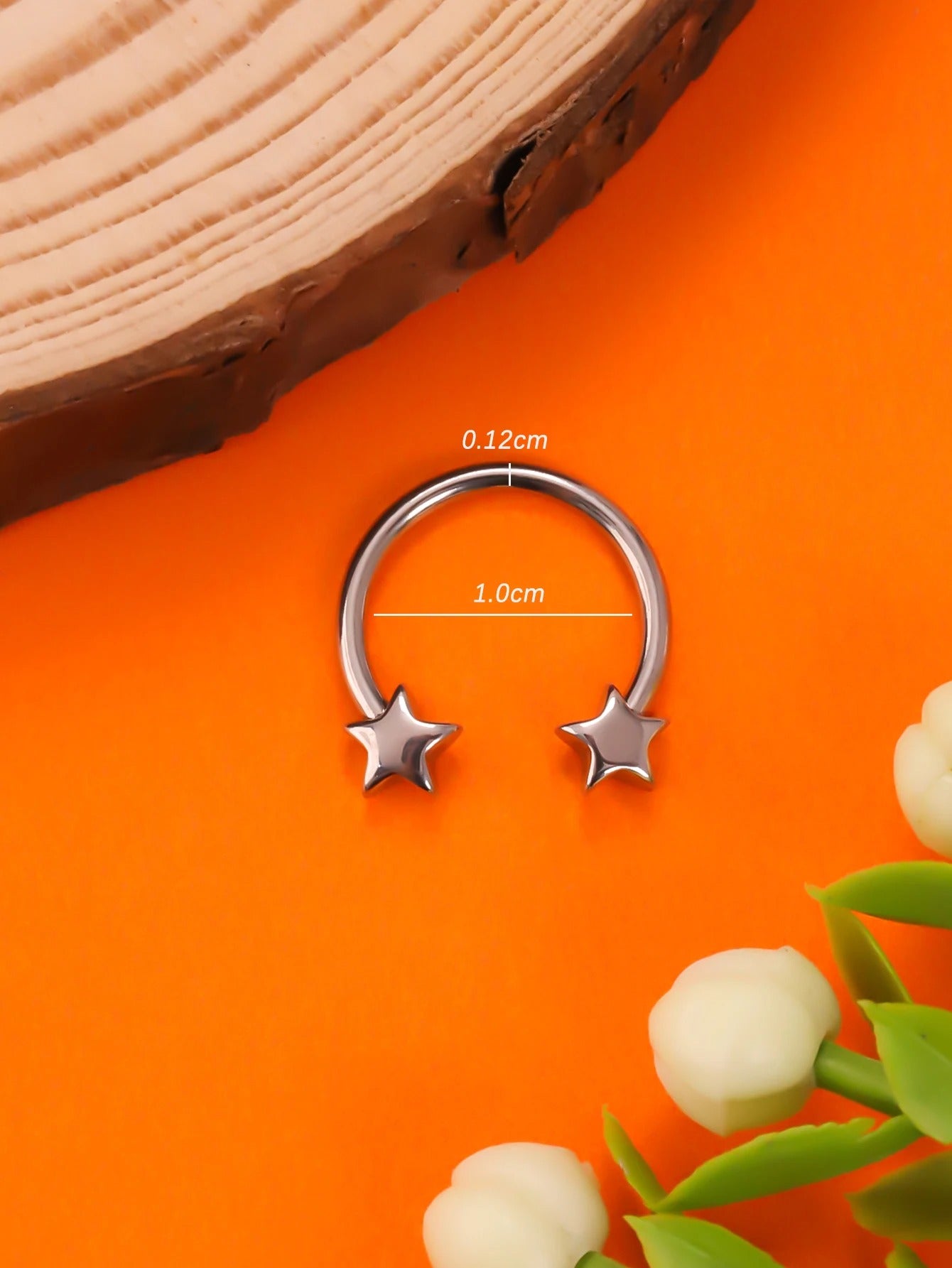 JHJT 16G Stainless Steel Horseshoe Nose Piercing Star Septum Nose Ring Women Nostril Body Jewelry