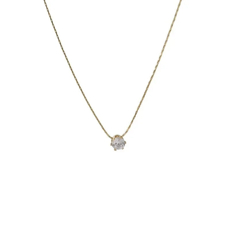 Exquisite Little Zircon Pendant Necklace for Women Charm Silver Color Stainless Steel Temperament Chokers Korean Jewelry Gift