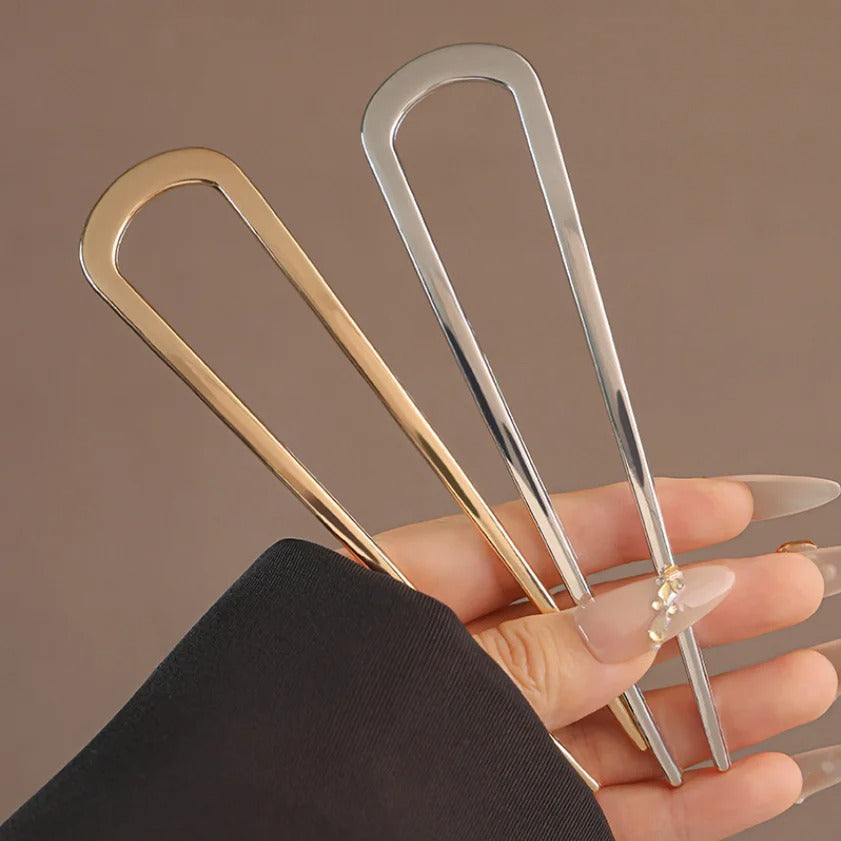 Elegant U-Shaped Metal Hairpin French Hair Stick Clip for Women’s Fashionable Hair Accessories ✨