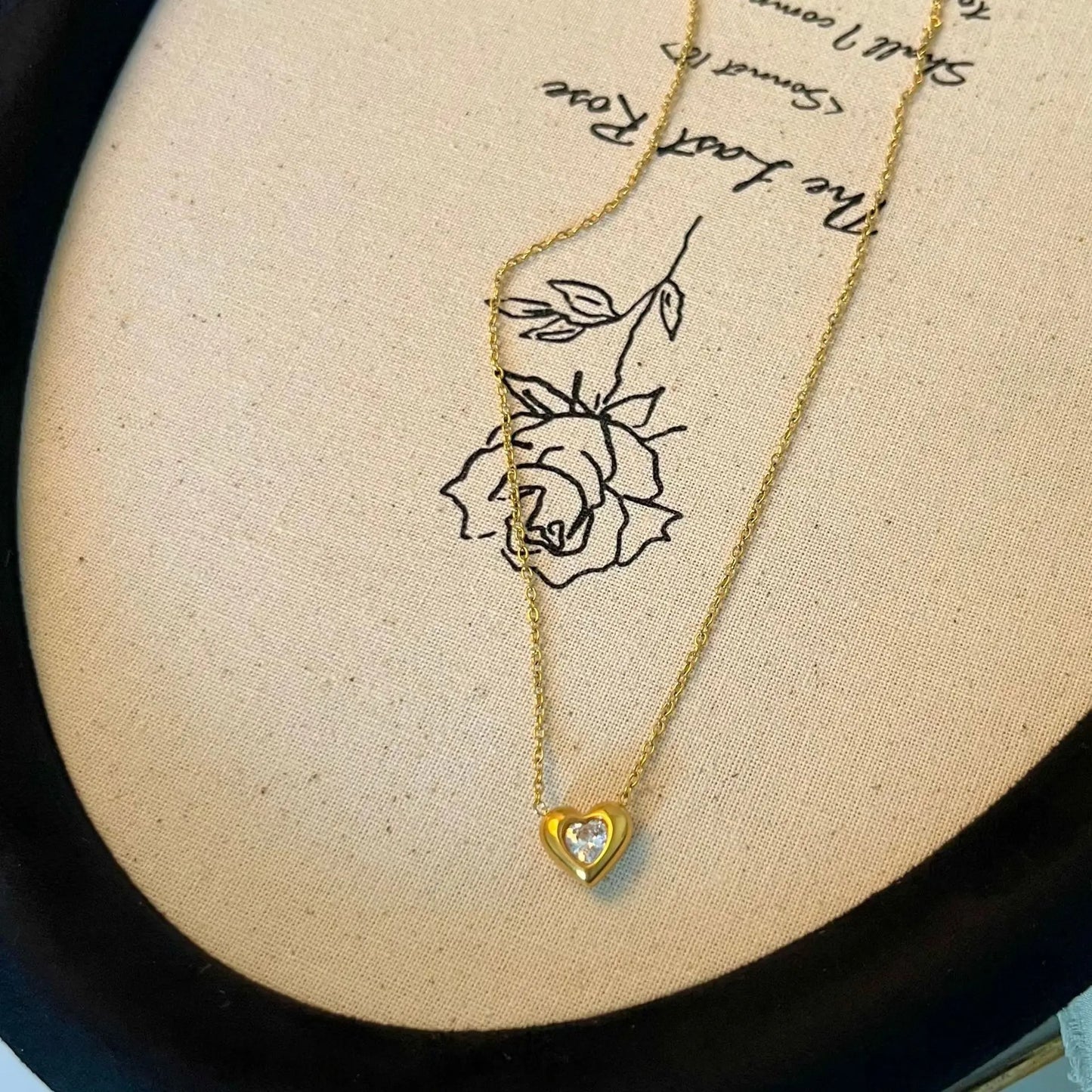 Mnimalist Classic Shiny Heart Zricon Pendant Waterproof Stainless Steel Necklace Fashion Jewelry Gifts For Women Girlfriend