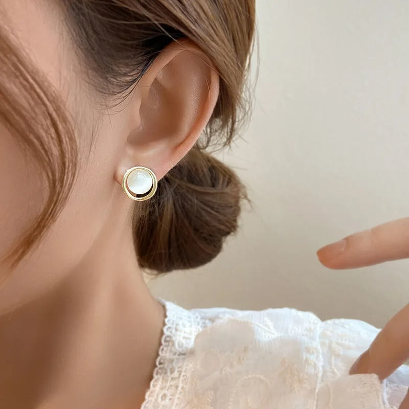Women’s Opal Stud Earrings Temperament Sweet Korean Design Jewelry