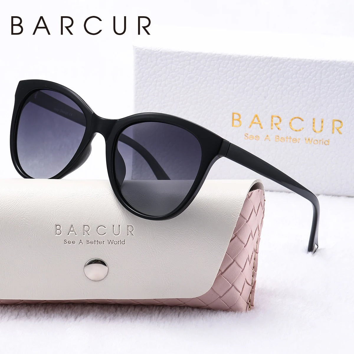 BARCUR Transparent Cat Eye Polarized Sunglasses for Women UV400