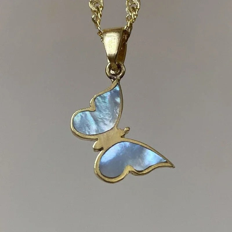 Trendy Stainless Steel Pendant Necklace Shell Inlay Exquisite Shinny Necklace for Women Waterproof Jewelry Gift
