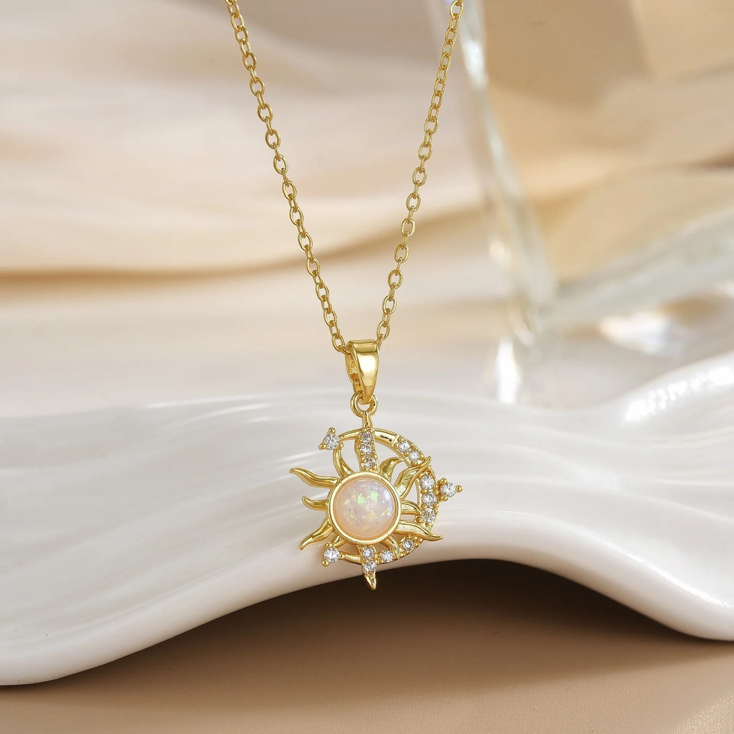 Rapunzel Sun & Moon Necklace Gold Plated Stainless Steel Choker