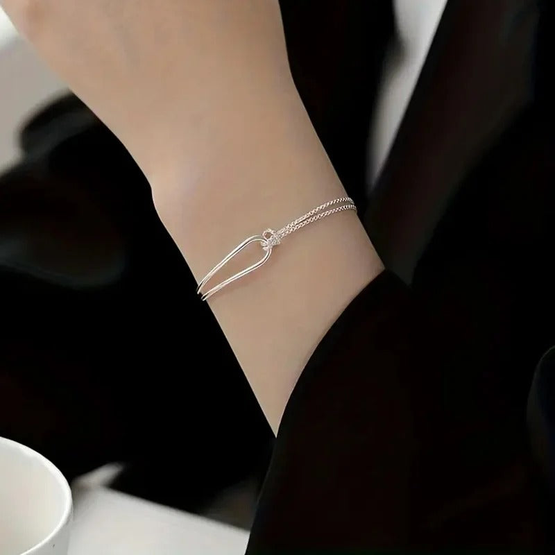 S925 Silver Minimalist Geometric Bracelet – Elegant Women’s Jewelry, Perfect Birthday & Christmas Gift