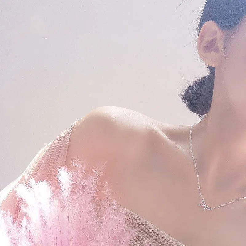 Delicate Silver Color Bowknot Pendant Necklaces For Women Unique Design Fashion Handmade Jewelry Gift