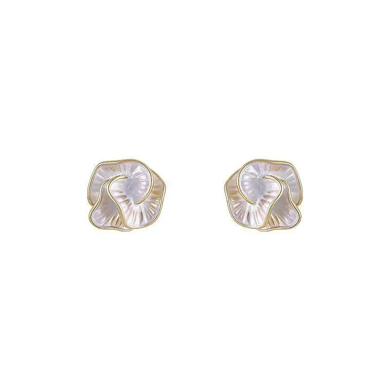 Unique Camellia Stud Earrings Fashion Simple Metal Jewelry