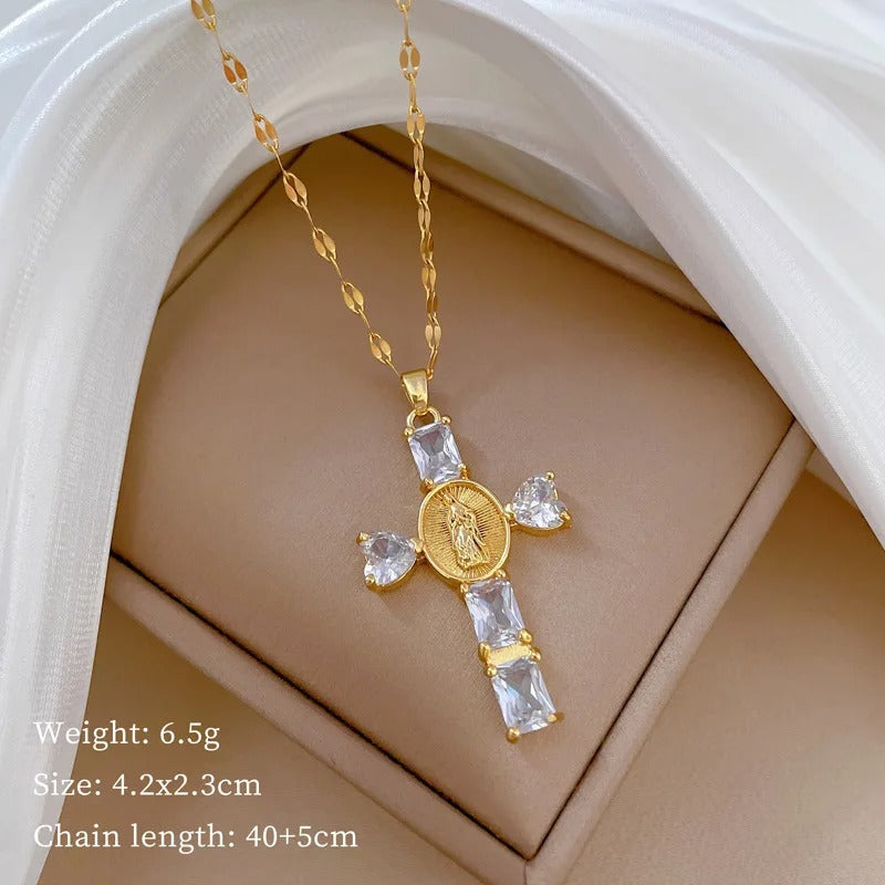 Classic Personalized Love Virgin Mary Micro-paved White Jewelry Necklace Gorgeous Stainless Steel