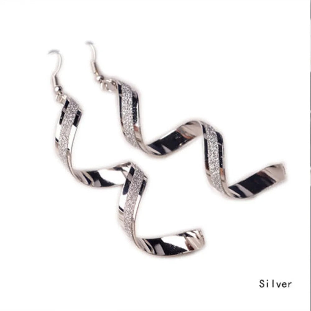 1pair Women Twist Spiral Dangle Charm Fall Earrings Jewelry Stainless Steel Long Peculiar Earrings 2025 Daily Trending Jewelry