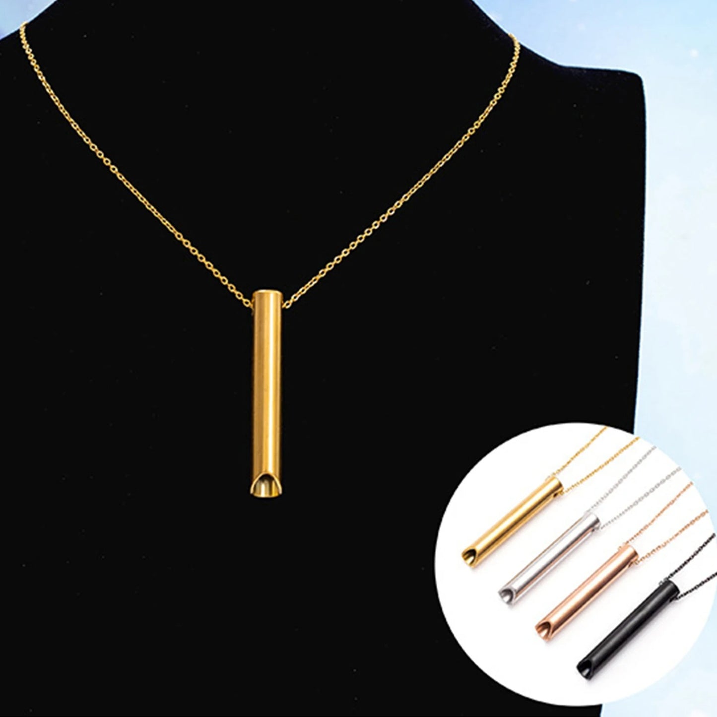 Breathwork Meditation Mindfulness Breathing Anti Smoking Necklace Stainless Steel Whistle Anxiety Relief Jewelry