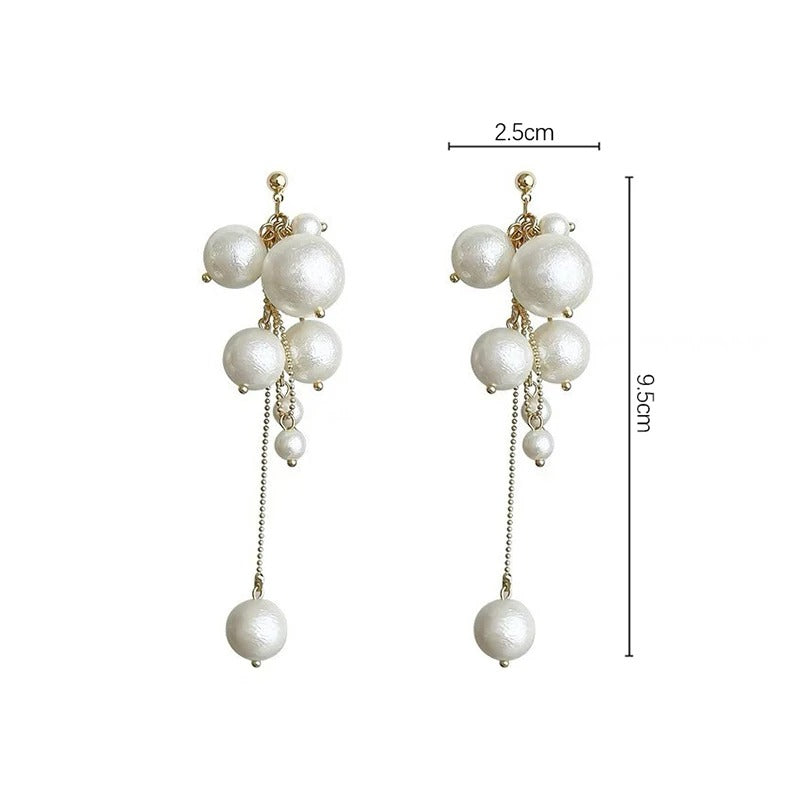 Elegant Pearl Long Tassel Earrings Women Fashion Jewelry