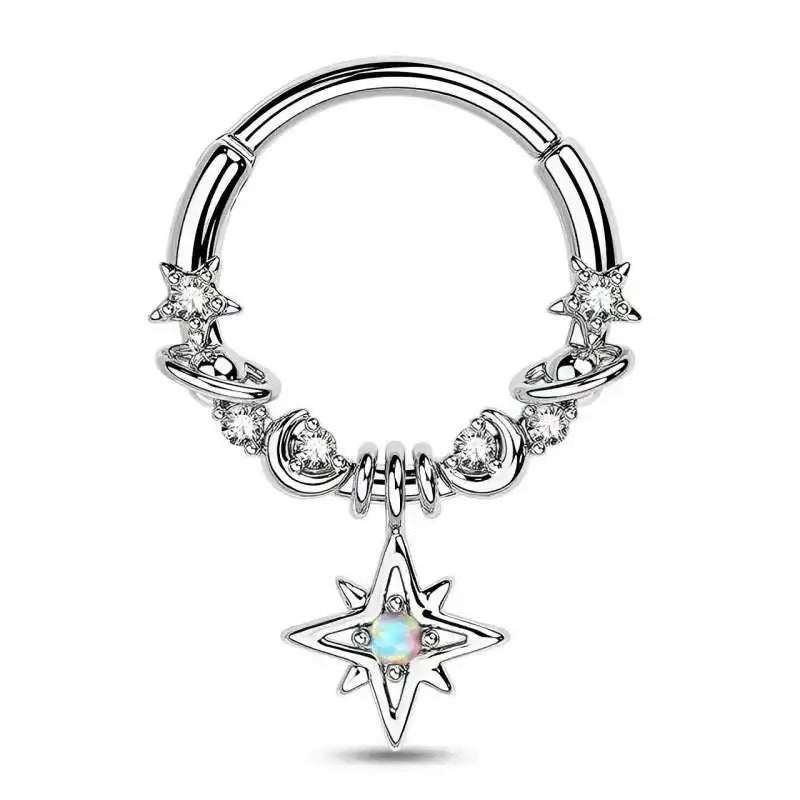Fashion Crystal Stainless Steel Septum Hoop Clickers Nose Ring Women Tragus Cartilage Helix Piercing Hoop Earrings Jewelry