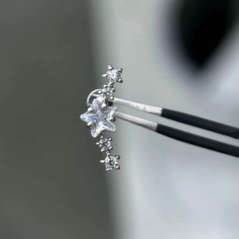 1PCS Shiny Zircon Arc Ear Stud Cochlear Stainless Steel Jewelry