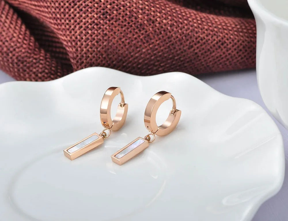 Rose Gold Titanium Steel Hoop Earrings for Women Fashion Accessories