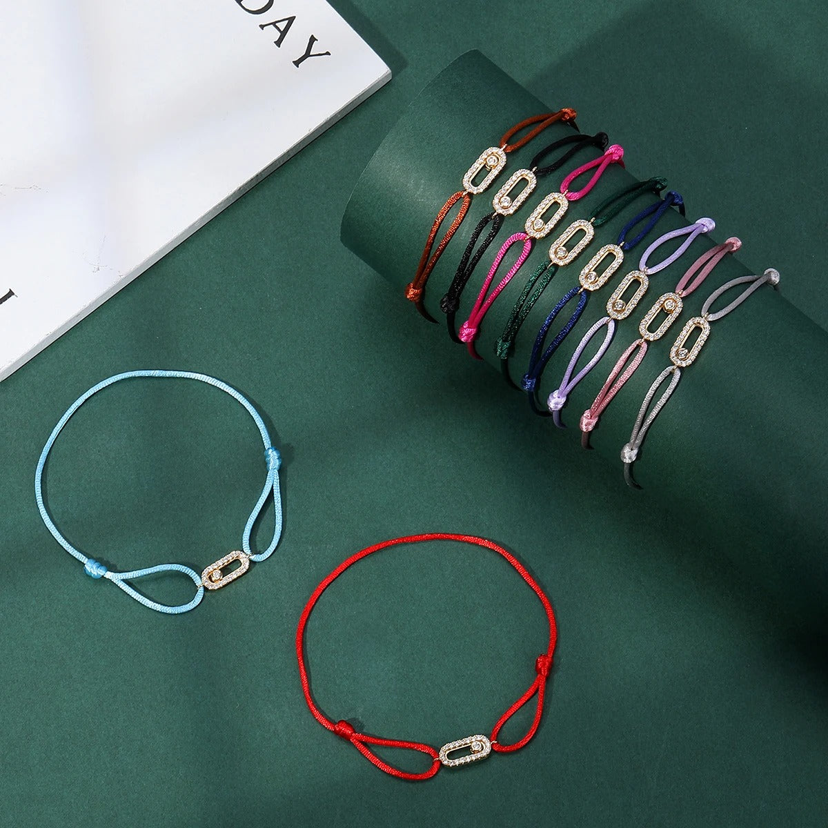 Adjusted Size Can Move Stone Multiple colors Rope Woven bracelet For Women And Men Fashion Jewelry 2025 New Bracelets Woman