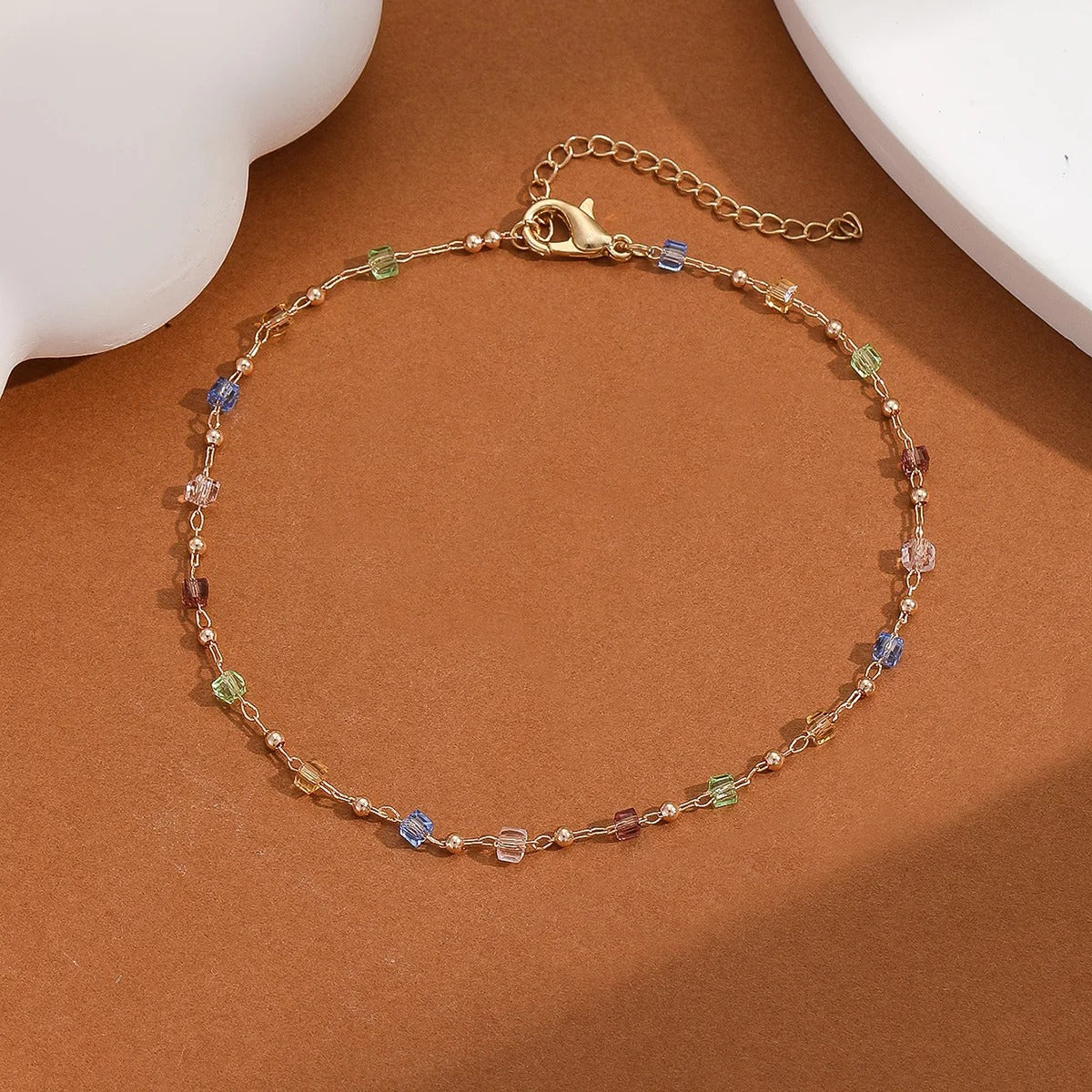 Colorful Adjustable Anklet for Women Summer Beach Gold Color Thin Feet Chain Party Jewelry Accessories.
