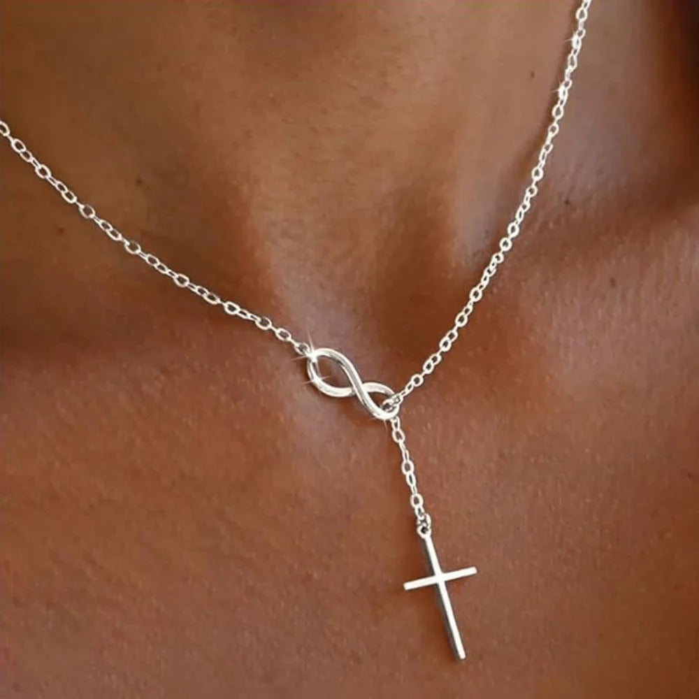 Cross Pendant Necklaces for Women Dainty 14K Silver Plated Easter Waterproof Necklace Simple Christian Faith Jewelry