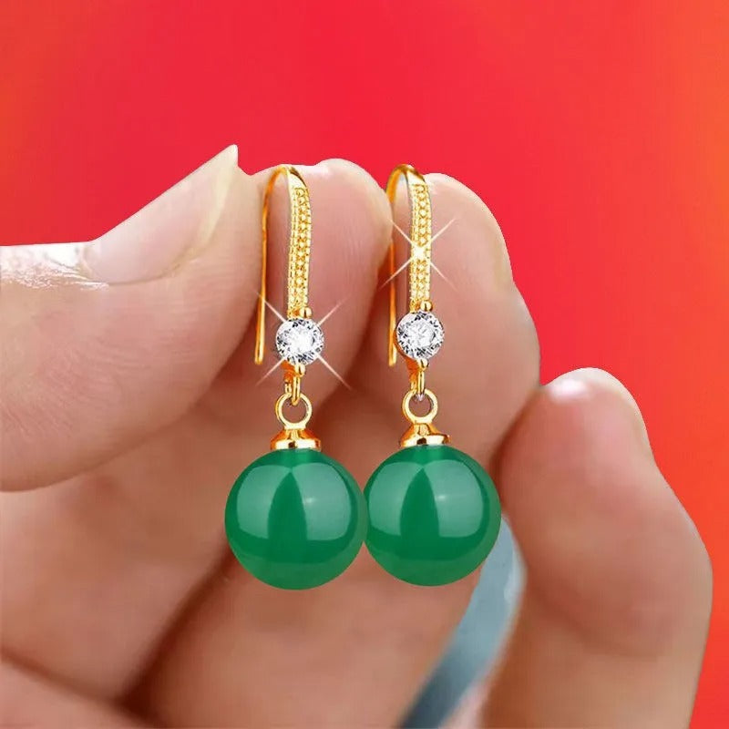 2025 Elegant and Fashionable Women's Water Drop Imitation Pearl Earrings Red and White Round Oval Wedding Jewelry Birthday Gifts