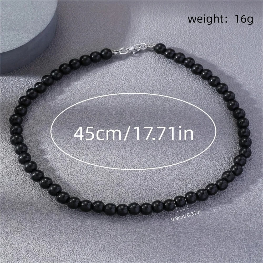 French Vintage Black Pearl Necklace For Women Simple Acrylic Beads Choker Fashion Jewelry Accessories