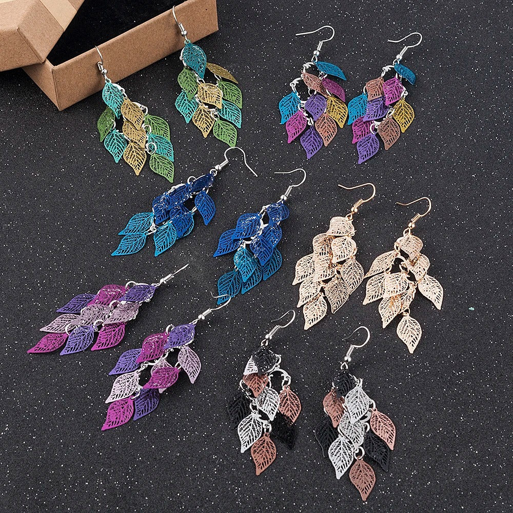 Ethnic Style Drop Earrings Small Nine Leaf Accessories Leaves Earring Bohemian Jewelry Dangle Earrings Exaggerated Women Gift