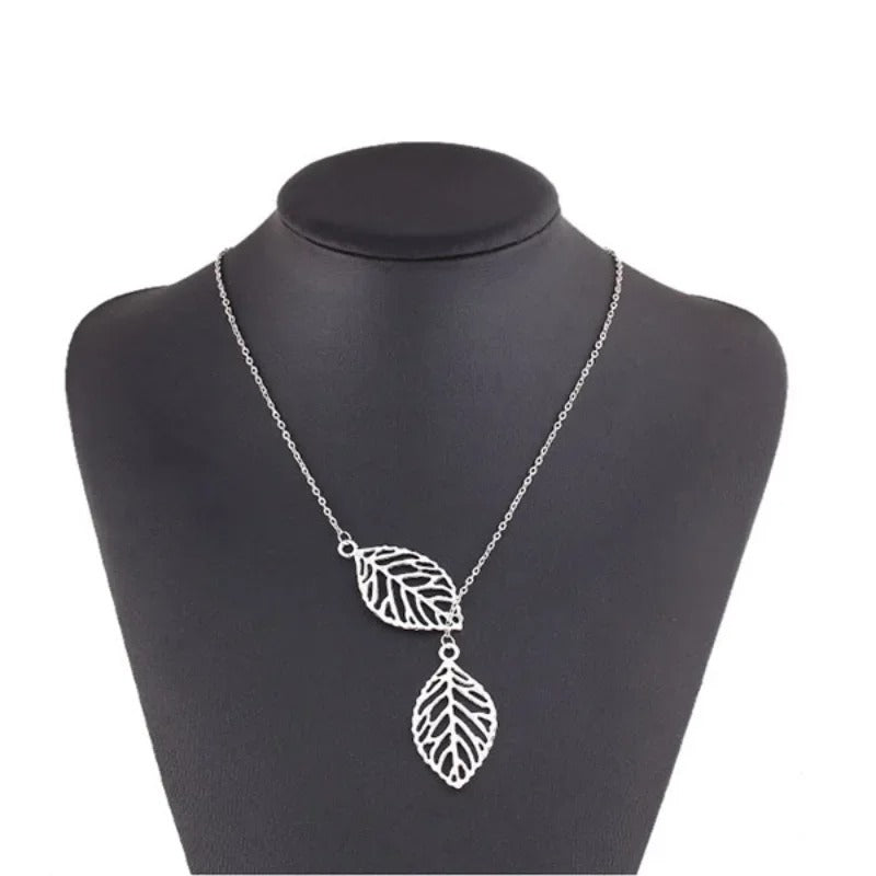 Delysia King Leaf Necklace /double leaf clavicle chain