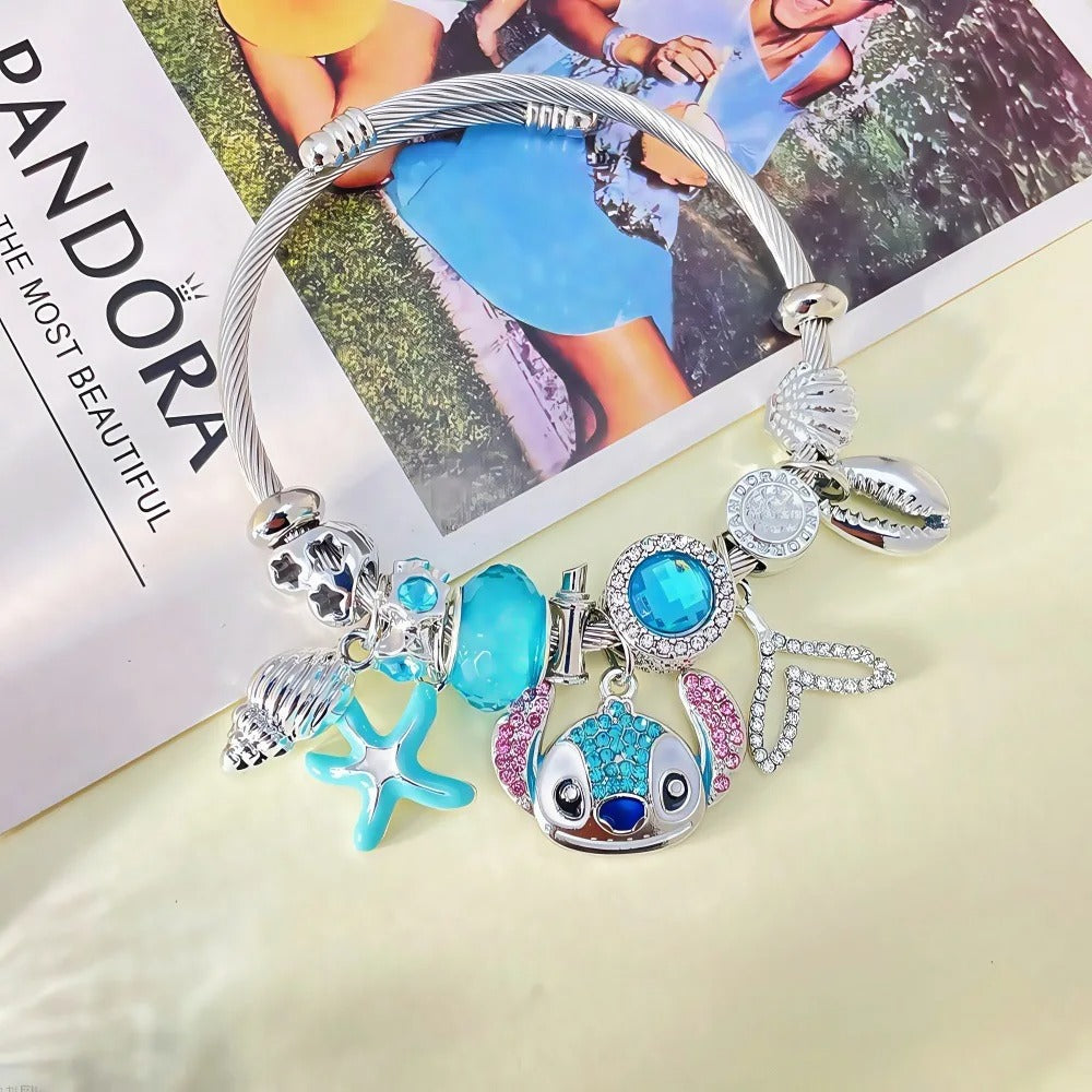 Cartoon Rhinestone Necklace And Bracelet Set Cute Fashion Jewelry for Women And Girls Ideal Gift for Fans Birthday