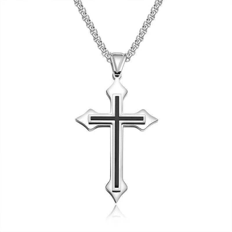 Stainless Steel Cross Necklace Punk Gothic Jewelry for Women & Men