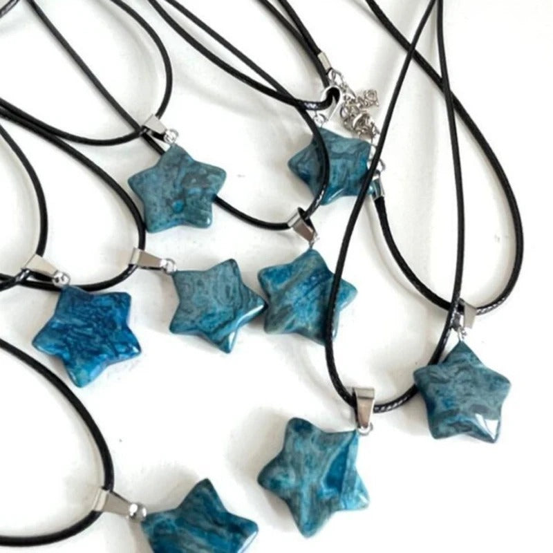 Pentagram Star Crystal Pendant Necklace Sacred Healing Gemstone Natural Stone Pendant for Women Girls Necklace Crystal Healing