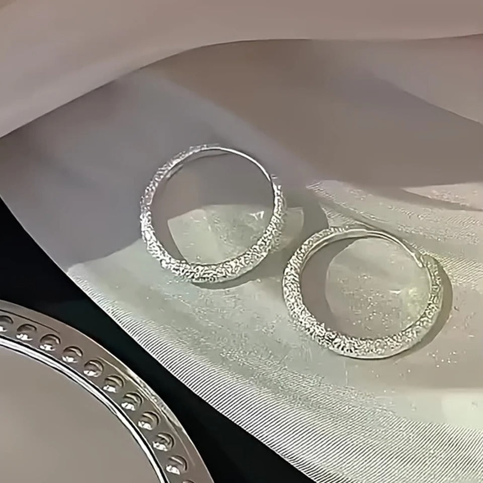 Silvery Frosted Starry Circle Earrings for Women Jewelry Gift