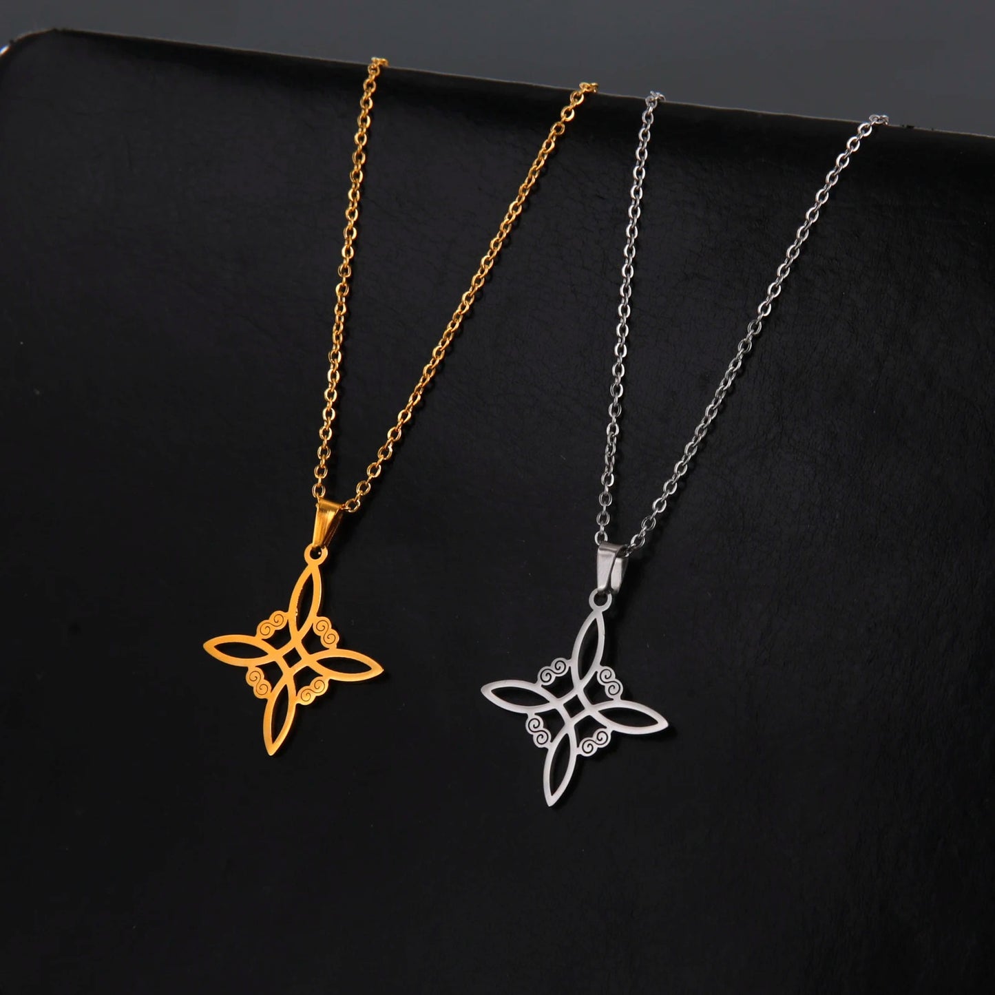 Witchcraft Witch Knot Necklace Stainless Steel Choker Necklaces Vintage Amulet Supernatural Jewelry Gift for Women