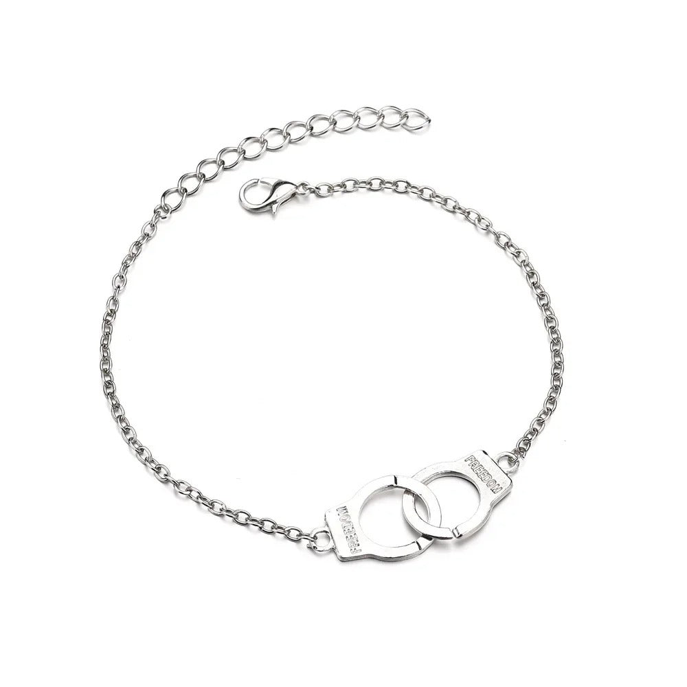 New Fashion Gold Color Handcuffs Beach Anklets For Women Trendy Foot Jewelry Freedom Letters Leg Bracelet Gift For Girl