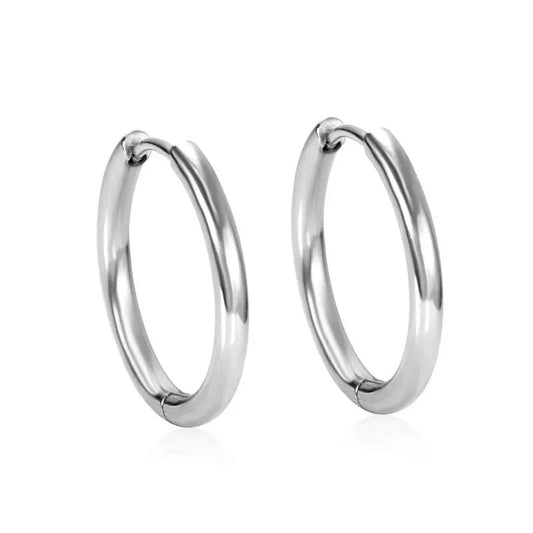 2Pcs Small Hoop Earrings for Women, Silver Color Stainless Steel Round Circle Pendientes  2025