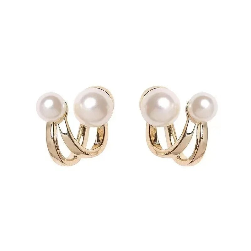 Elegant Pearl Stud Earrings Retro Luxury Jewelry for Women