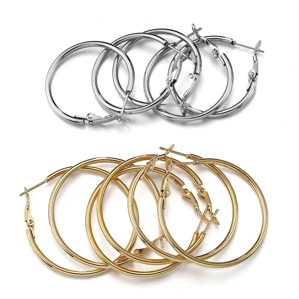 Stainless Steel Round Big Circle Hoop Earring Hoops Gold Color Earring Fashion Women Jewelry