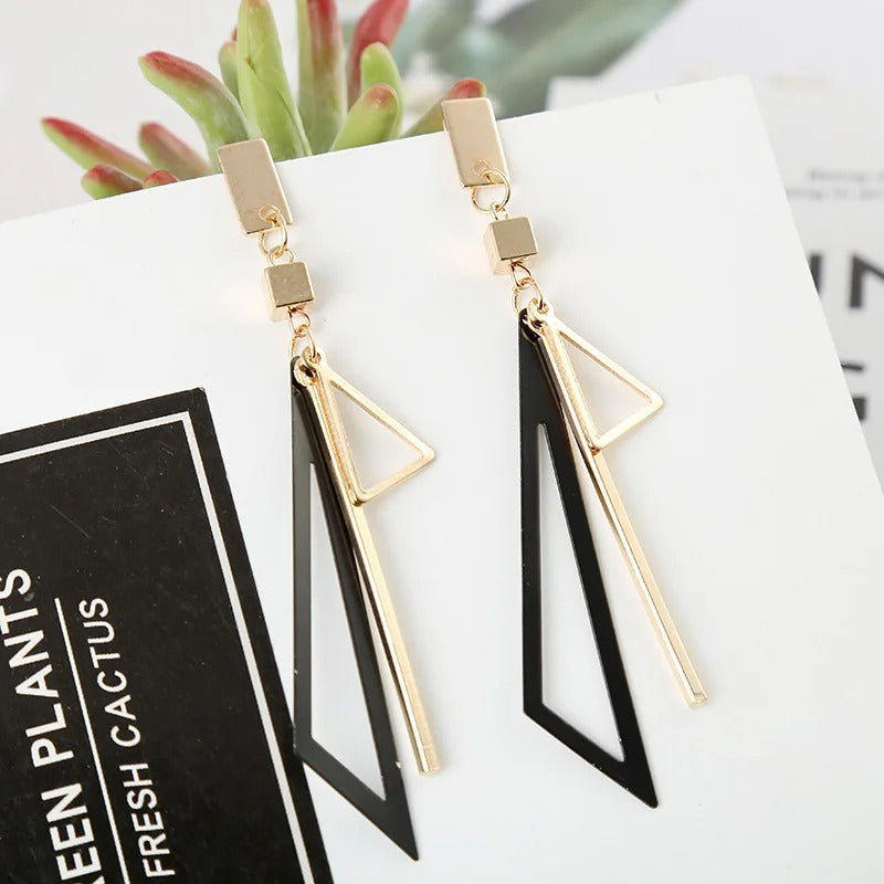 Triangle Long Drop Earrings for Women Geometric Statement Jewelry Gift